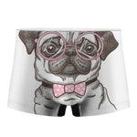 Cute Pug With Glasses Print Men's Boxer Briefs