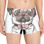 Cute Pug With Glasses Print Men's Boxer Briefs