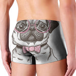 Cute Pug With Glasses Print Men's Boxer Briefs