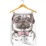 Cute Pug With Glasses Print Men's Shorts