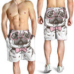 Cute Pug With Glasses Print Men's Shorts