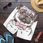 Cute Pug With Glasses Print Men's Shorts