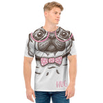 Cute Pug With Glasses Print Men's T-Shirt