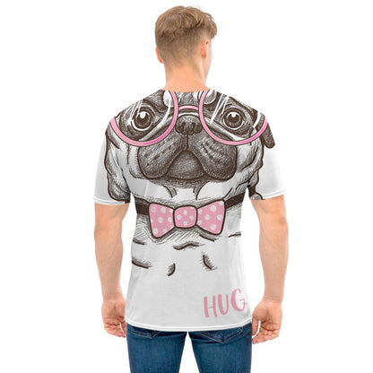 Cute Pug With Glasses Print Men's T-Shirt
