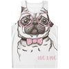 Cute Pug With Glasses Print Men's Tank Top