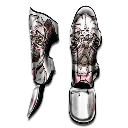 Cute Pug With Glasses Print Muay Thai Shin Guard