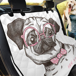 Cute Pug With Glasses Print Pet Car Back Seat Cover