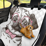 Cute Pug With Glasses Print Pet Car Back Seat Cover