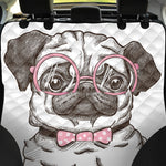 Cute Pug With Glasses Print Pet Car Back Seat Cover