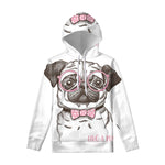 Cute Pug With Glasses Print Pullover Hoodie