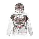 Cute Pug With Glasses Print Pullover Hoodie