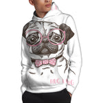 Cute Pug With Glasses Print Pullover Hoodie
