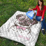 Cute Pug With Glasses Print Quilt