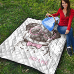 Cute Pug With Glasses Print Quilt
