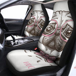 Cute Pug With Glasses Print Universal Fit Car Seat Covers