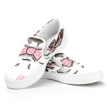 Cute Pug With Glasses Print White Slip On Shoes