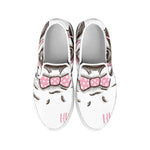 Cute Pug With Glasses Print White Slip On Shoes