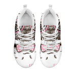 Cute Pug With Glasses Print White Sneakers