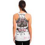 Cute Pug With Glasses Print Women's Racerback Tank Top