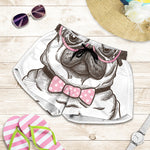 Cute Pug With Glasses Print Women's Shorts