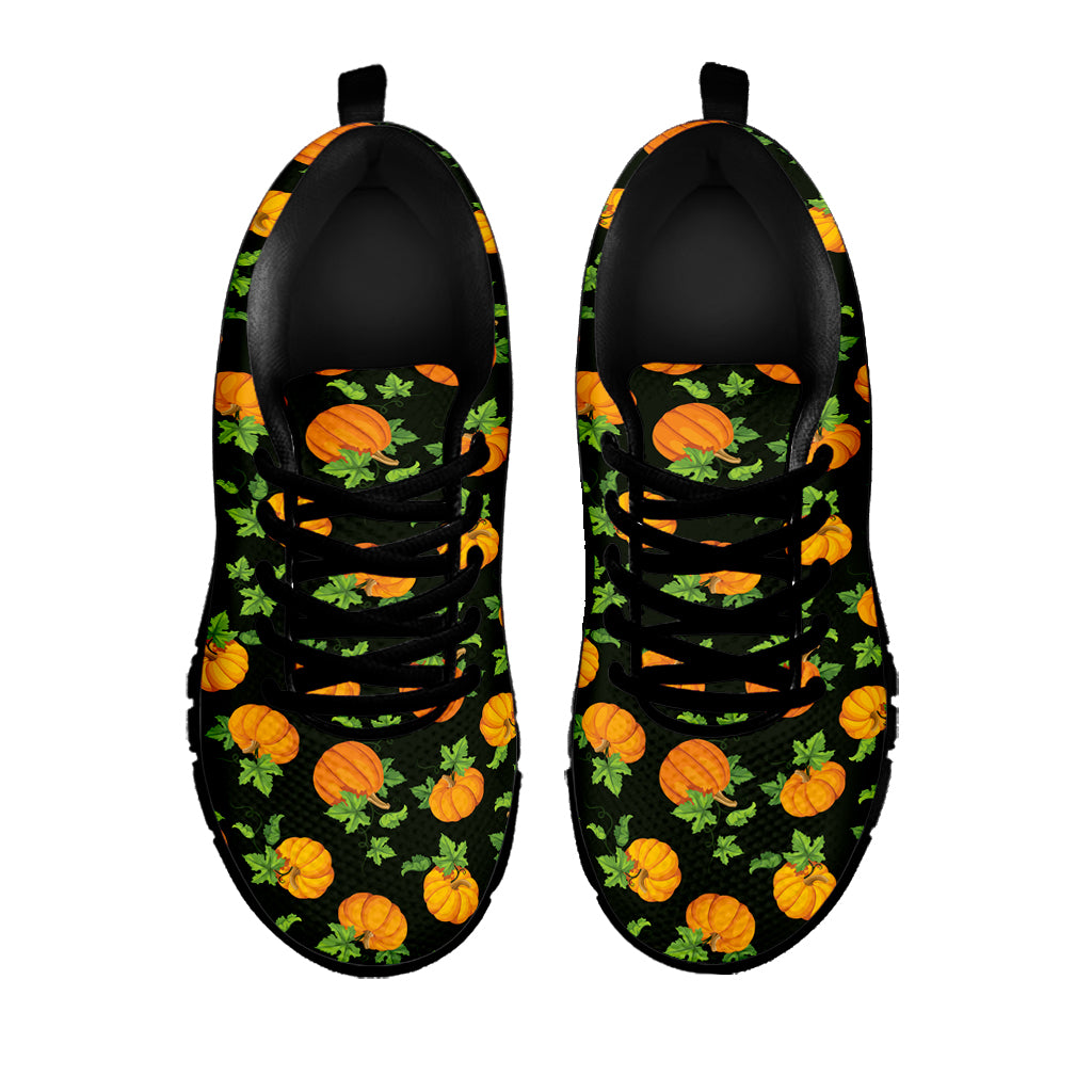 Cute Pumpkin Pattern Print Black Sneakers