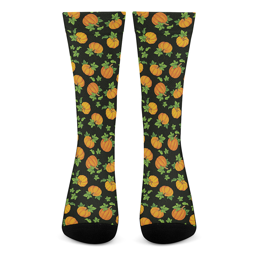Cute Pumpkin Pattern Print Crew Socks