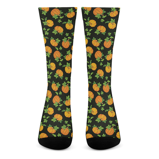Cute Pumpkin Pattern Print Crew Socks
