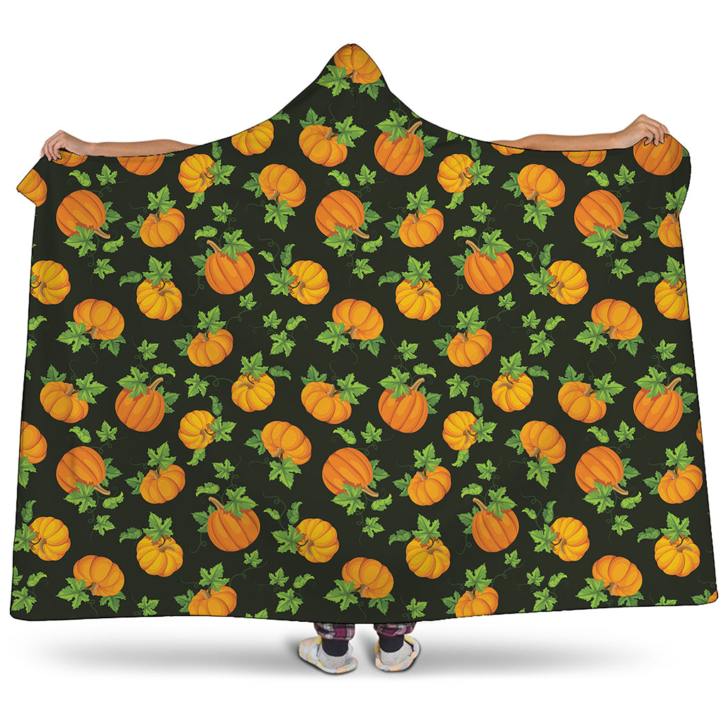 Cute Pumpkin Pattern Print Hooded Blanket