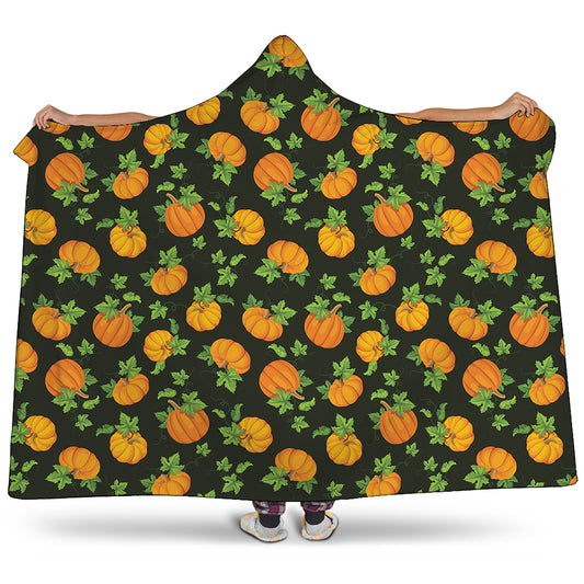 Cute Pumpkin Pattern Print Hooded Blanket