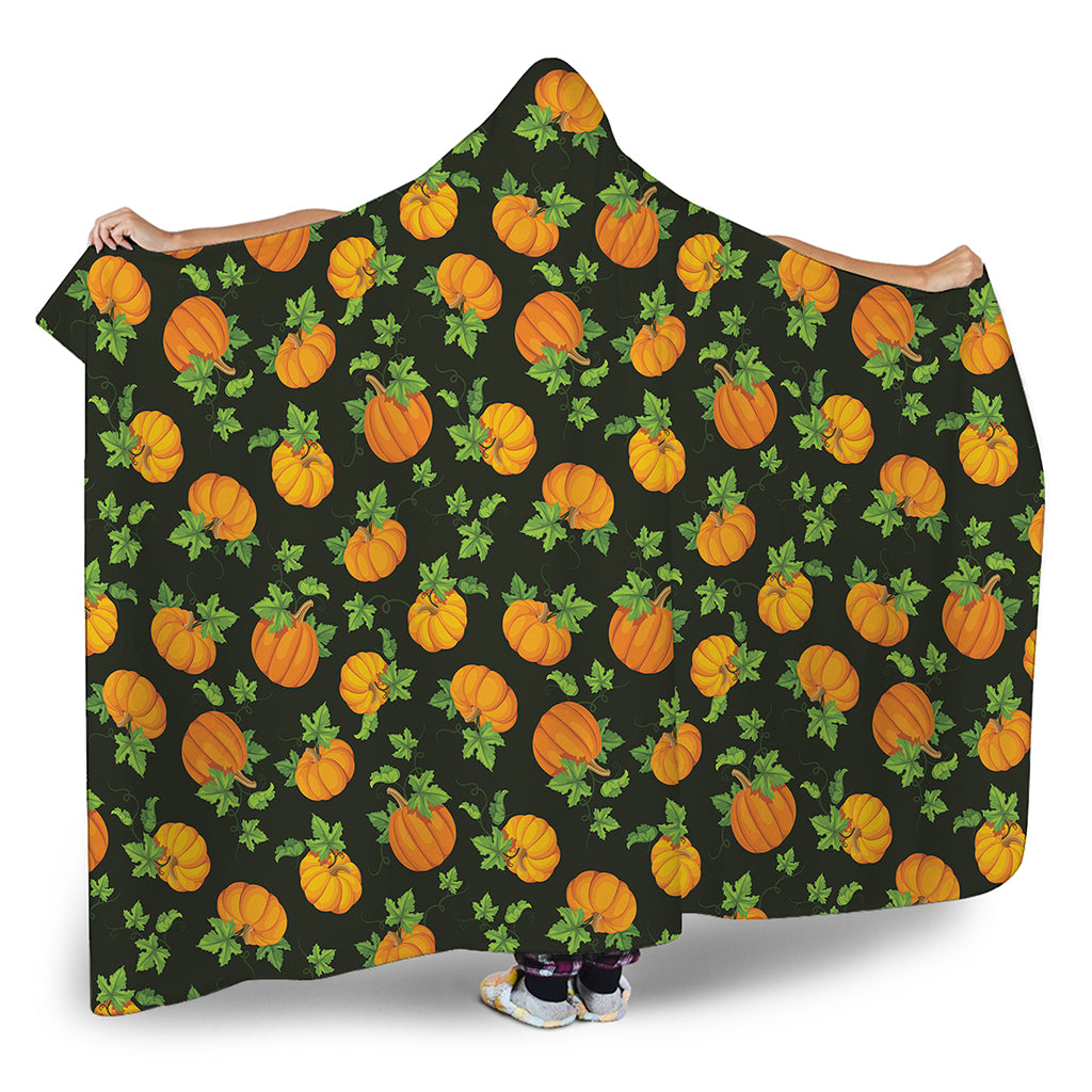 Cute Pumpkin Pattern Print Hooded Blanket