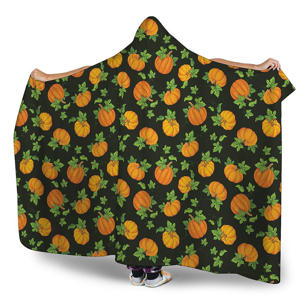 Cute Pumpkin Pattern Print Hooded Blanket