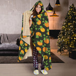 Cute Pumpkin Pattern Print Hooded Blanket