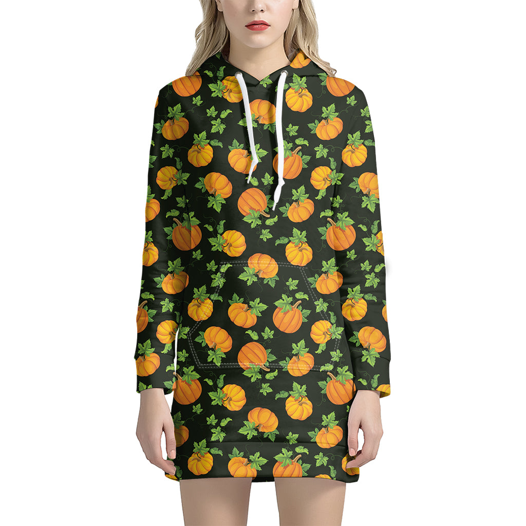 Cute Pumpkin Pattern Print Hoodie Dress
