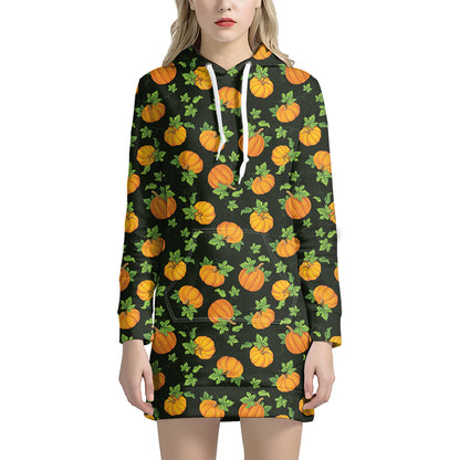 Cute Pumpkin Pattern Print Hoodie Dress