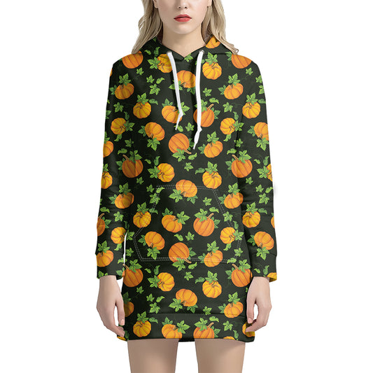 Cute Pumpkin Pattern Print Hoodie Dress