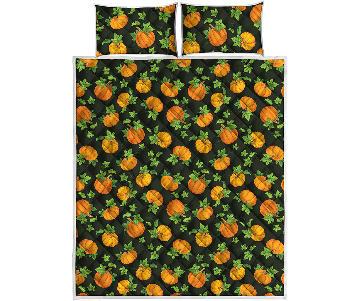 Cute Pumpkin Pattern Print Quilt Bed Set