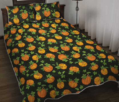 Cute Pumpkin Pattern Print Quilt Bed Set