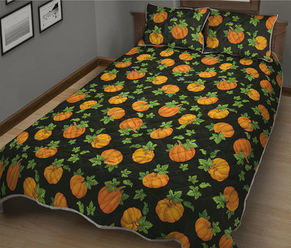 Cute Pumpkin Pattern Print Quilt Bed Set