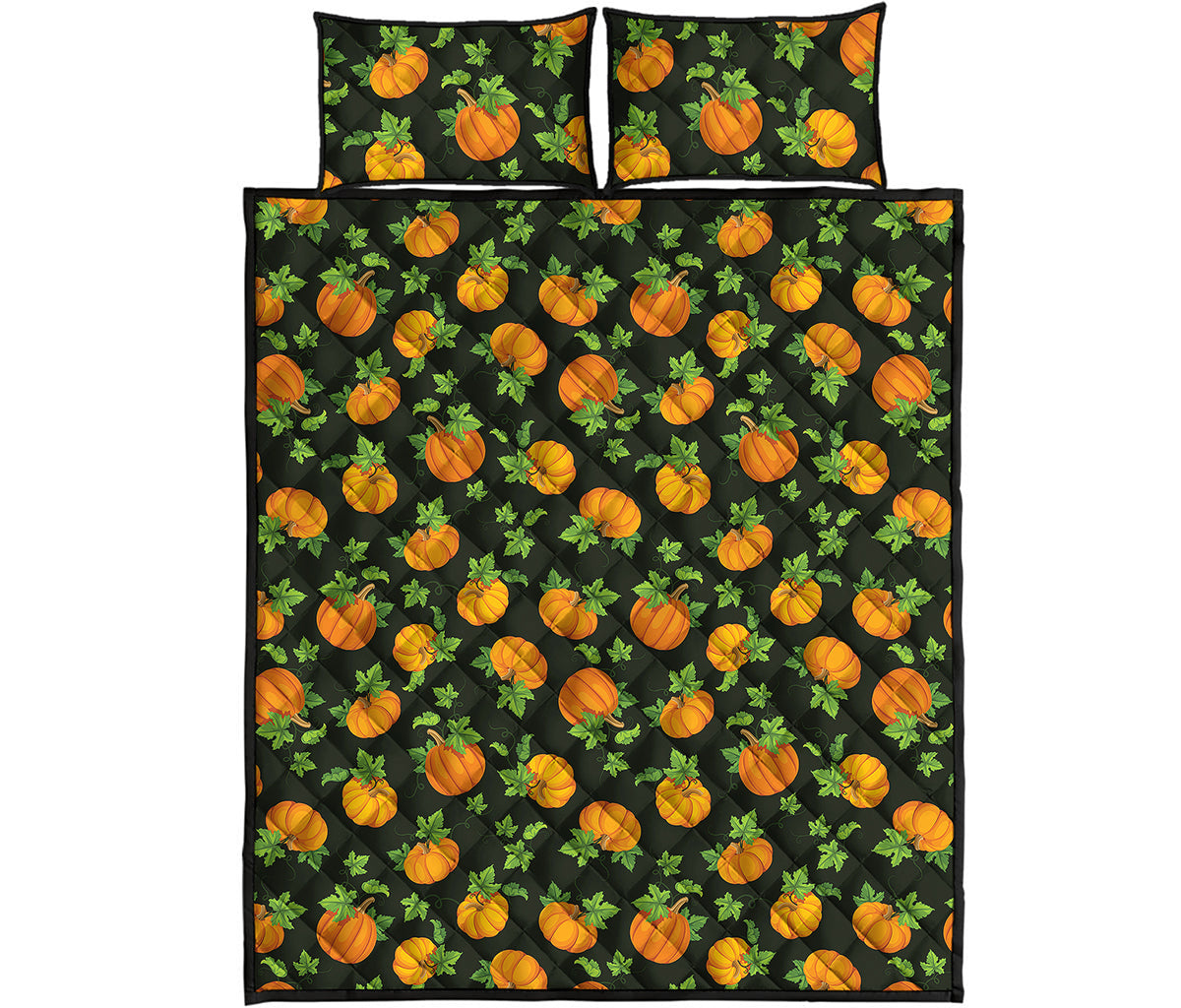 Cute Pumpkin Pattern Print Quilt Bed Set