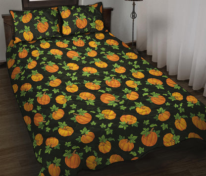 Cute Pumpkin Pattern Print Quilt Bed Set