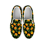 Cute Pumpkin Pattern Print White Slip On Shoes