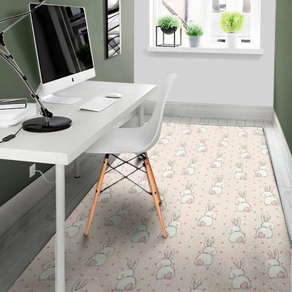 Cute Rabbit Pattern Print Area Rug