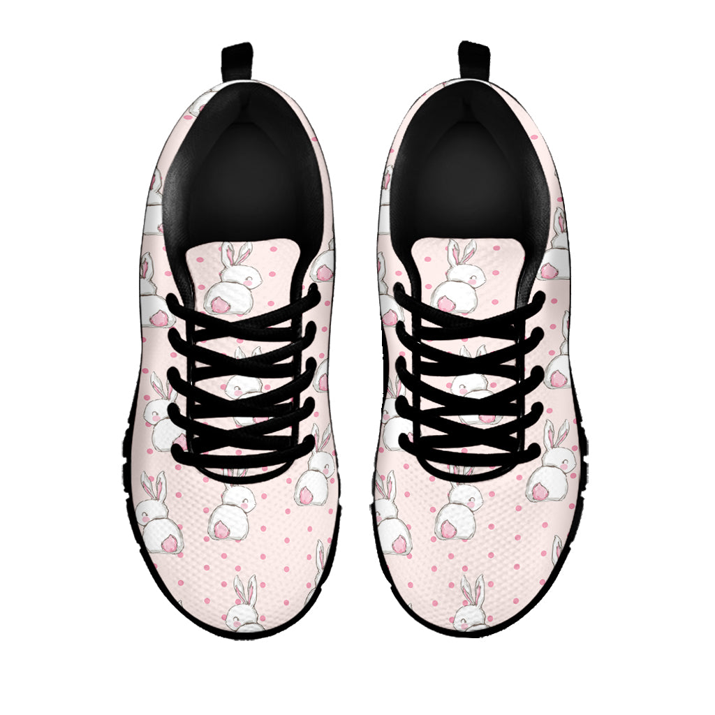 Cute Rabbit Pattern Print Black Sneakers