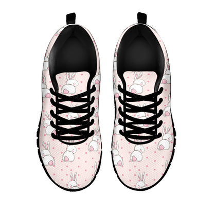 Cute Rabbit Pattern Print Black Sneakers