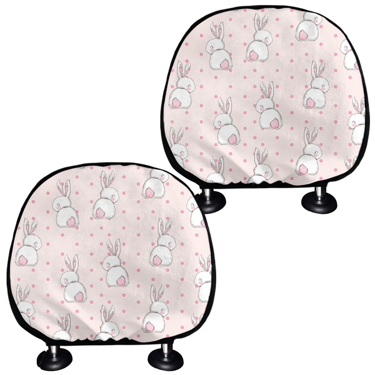 Cute Rabbit Pattern Print Car Headrest Covers