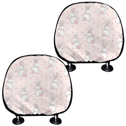 Cute Rabbit Pattern Print Car Headrest Covers
