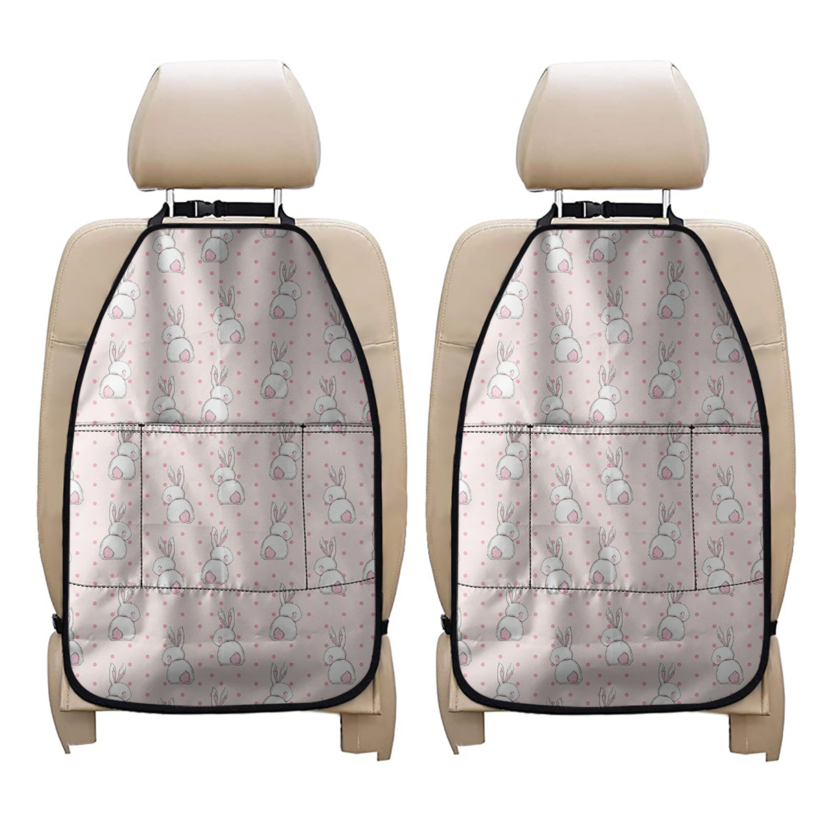 Cute Rabbit Pattern Print Car Seat Organizers