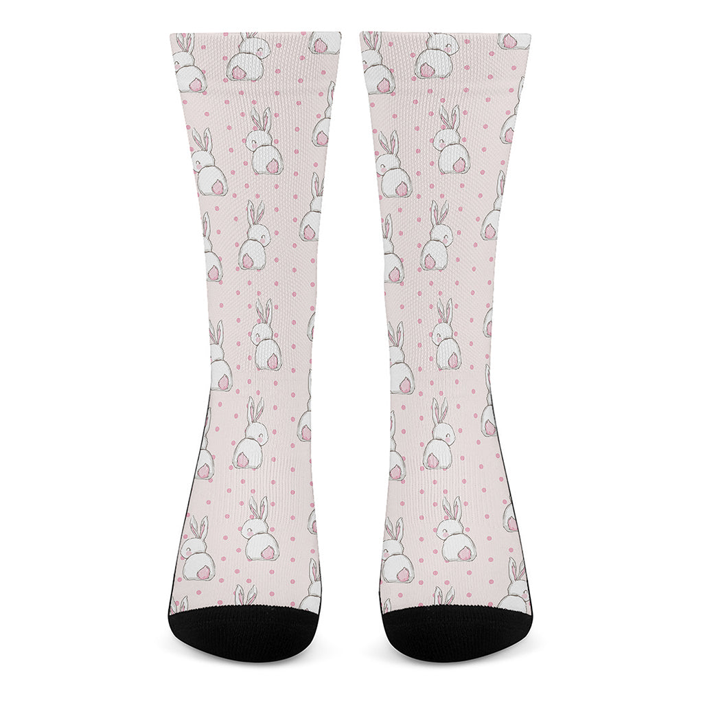 Cute Rabbit Pattern Print Crew Socks