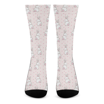 Cute Rabbit Pattern Print Crew Socks