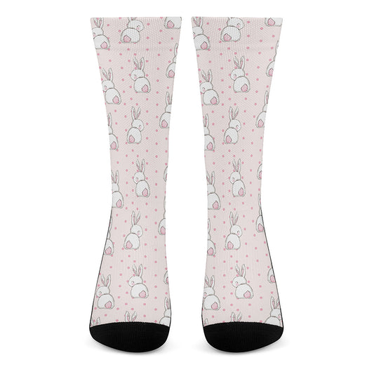 Cute Rabbit Pattern Print Crew Socks